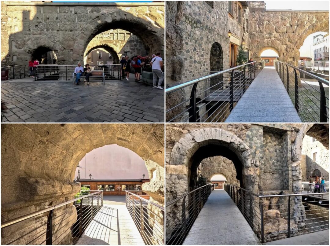 The ancient Roman gate, Porta Pretoria, in Aosta, Italy, showcasing its double-arch structure and historic significance. 이탈리아 아오스타에 위치한 고대 로마 관문 포르타 프레토리아, 이중 아치 구조와 역사적 가치를 지닌 유적.